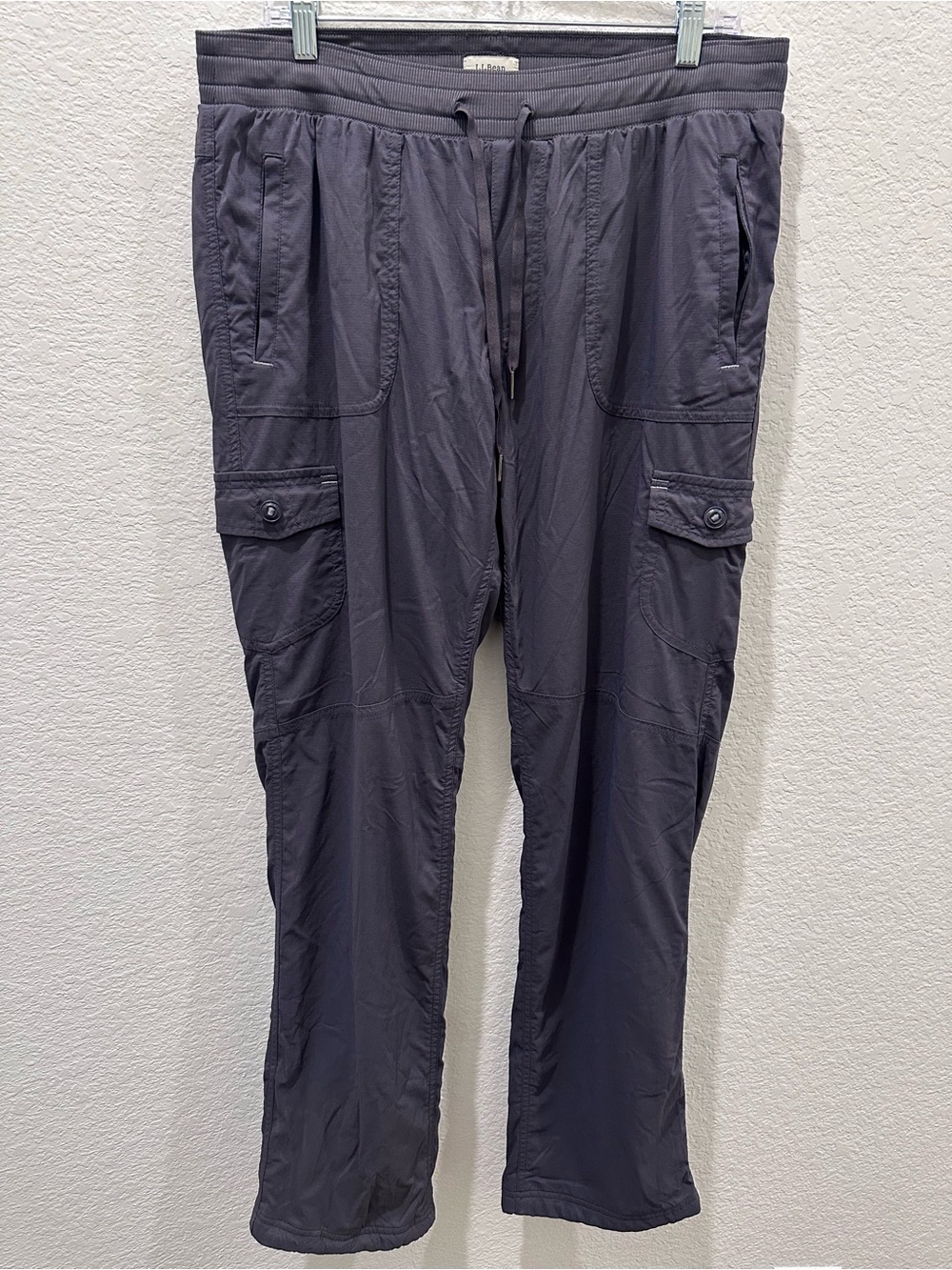 L.L.Bean Women’s Fleece Lined Cargo Hiking Pants Gray Drawstring Utility